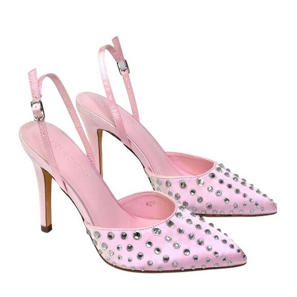 XY London Shoes - XY London Womens/Ladies Shelly Pointed Bridal High Heels / Pale Pink